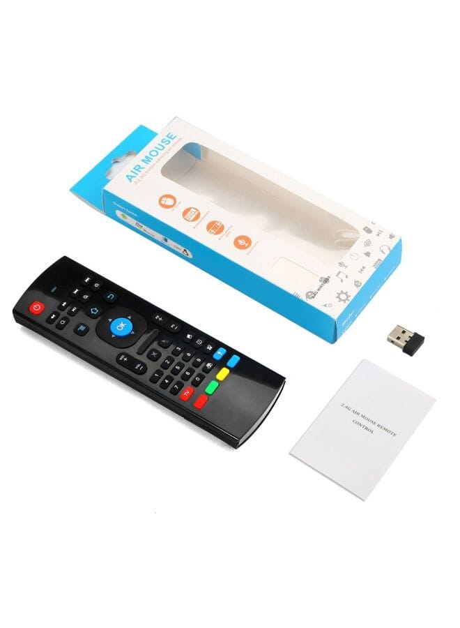 زبون لوحة مفاتيح صوتية لاسلكية صغيرة 2.4G، جهاز تحكم عن بعد بالأشعة تحت الحمراء باللون الأسود - Image 2