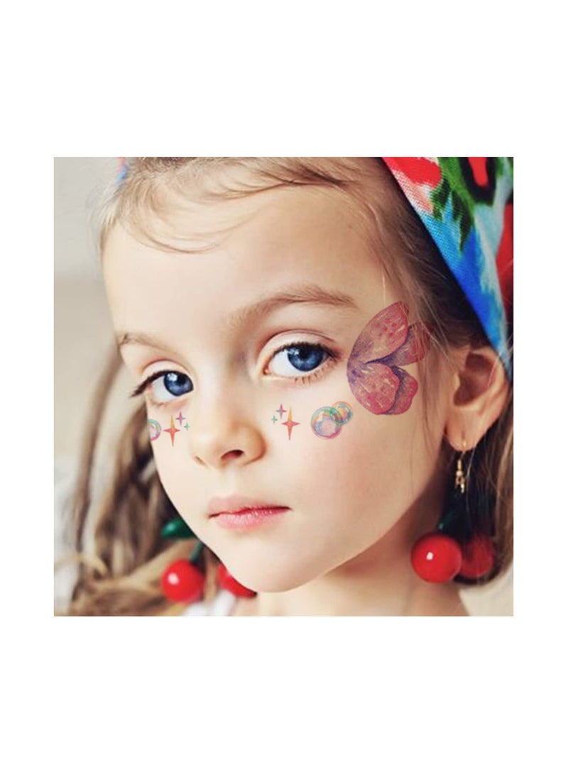 SOLARAE Glitter Butterfly Tattoos for Girls Women, Glitter Butterfly Face Temporary Tattoos for Party Favors Festival Makeup, Waterproof, for Playdates, or Rainy Days, Butterfly Party Favors(12 Sheets ) - Image 2