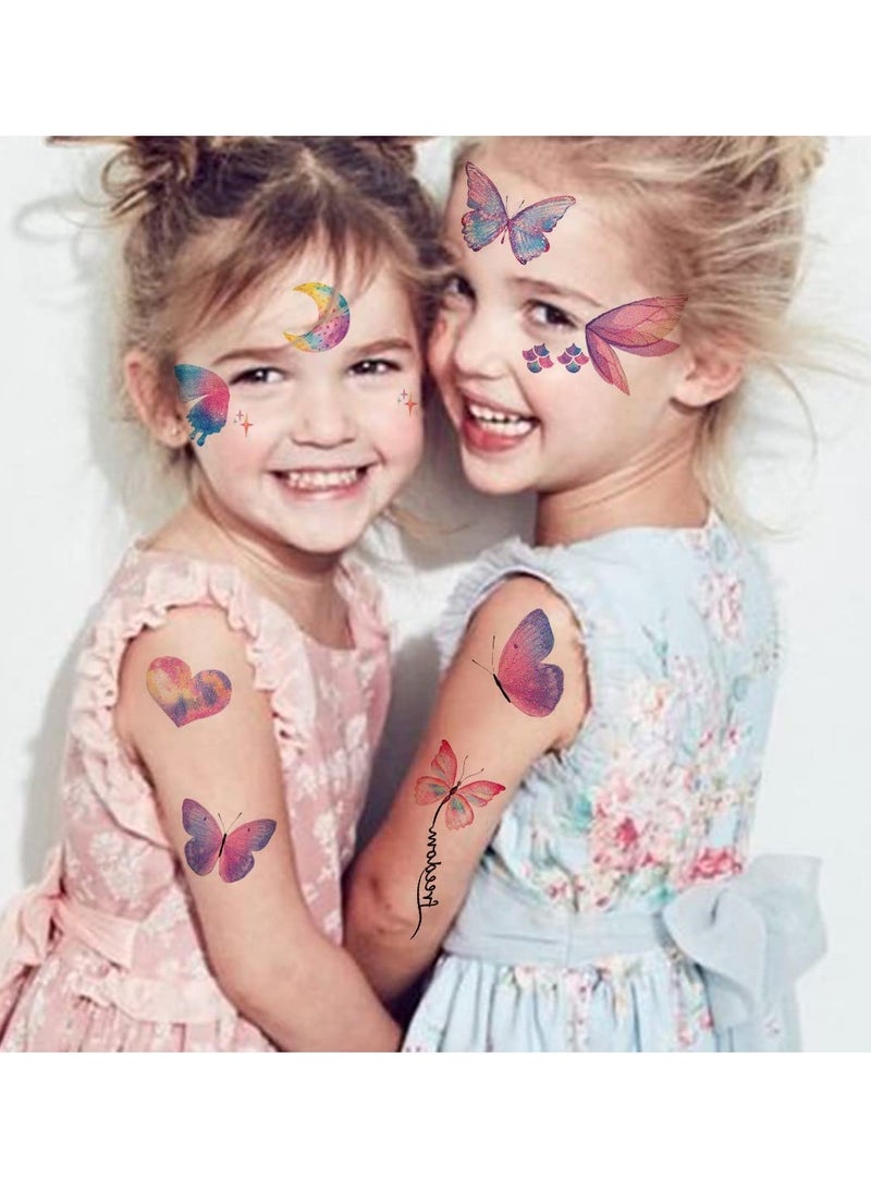 SOLARAE Glitter Butterfly Tattoos for Girls Women, Glitter Butterfly Face Temporary Tattoos for Party Favors Festival Makeup, Waterproof, for Playdates, or Rainy Days, Butterfly Party Favors(12 Sheets ) - Image 5