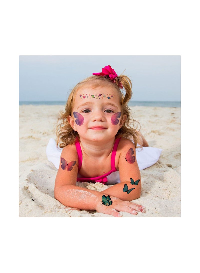 SOLARAE Glitter Butterfly Tattoos for Girls Women, Glitter Butterfly Face Temporary Tattoos for Party Favors Festival Makeup, Waterproof, for Playdates, or Rainy Days, Butterfly Party Favors(12 Sheets ) - Image 3