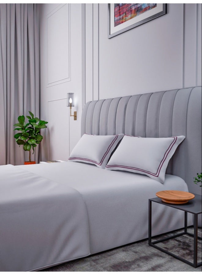MULBERRY LIVING 100% Cotton - 400Tc Sovereign Whites King Size (260X280  Cms) Flat Bedsheet With 2 Pillow Covers (50X75 Cm) - White - Image 4