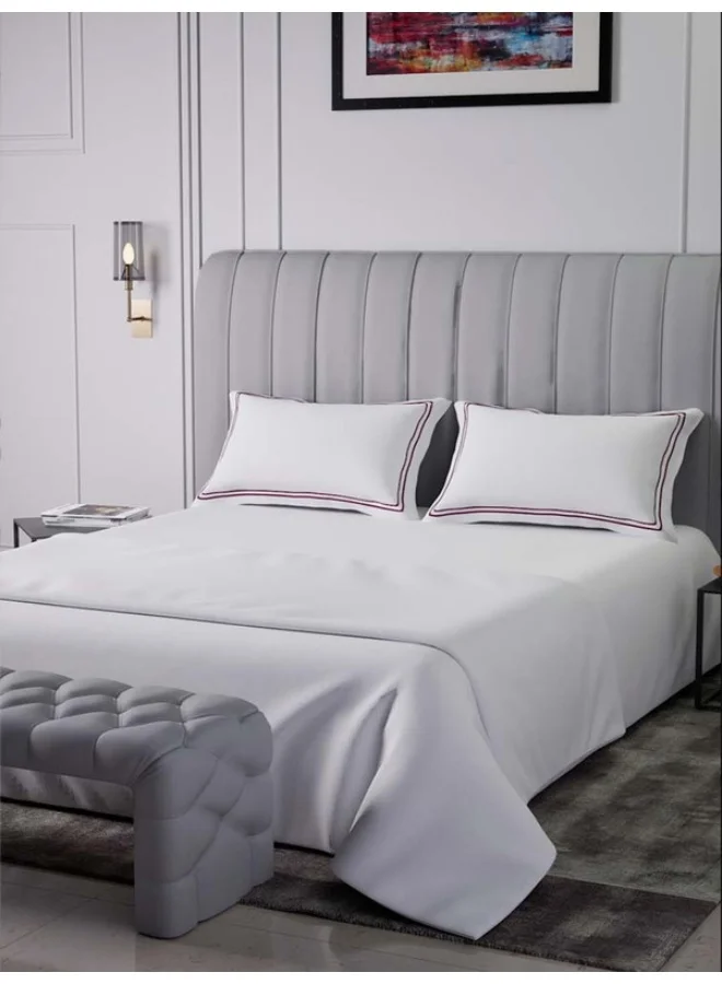 MULBERRY LIVING 100% Cotton - 400Tc Sovereign Whites King Size (260X280  Cms) Flat Bedsheet With 2 Pillow Covers (50X75 Cm) - White