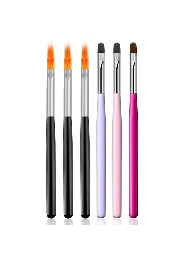 DANNEASY - 6Pcs Nail Design Brushes Ombre Nail Brush Acrylic Nail Art Brush Set Nail Pen Ombre Brush For Gel Nails Manicure Brush Nail Brushes For Nail Art Tools - Image 1