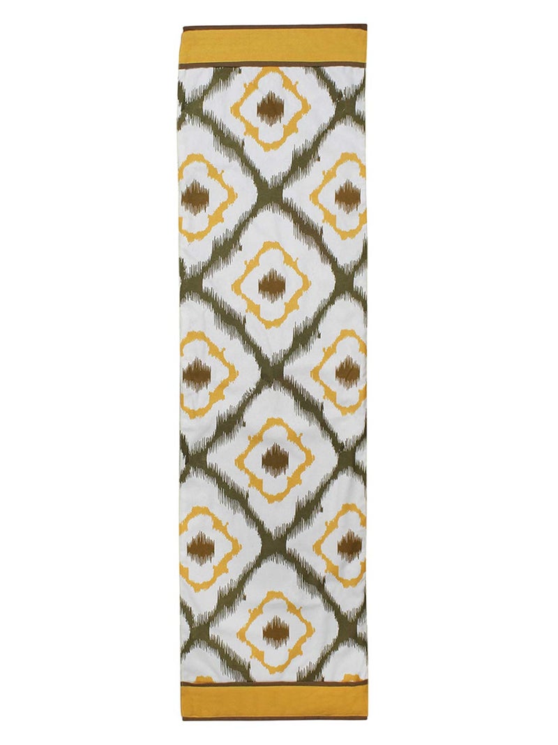 Dekor World 3 Ikat Printed Yellow Table Runner (33x240cm) (Pack of 1)-8 Seater Dinning & Center Table - Image 3