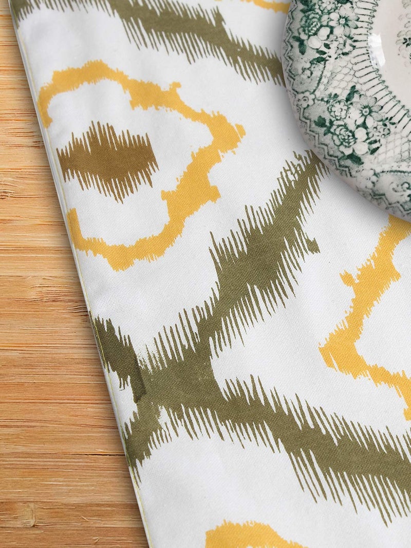 Dekor World 3 Ikat Printed Yellow Table Runner (33x240cm) (Pack of 1)-8 Seater Dinning & Center Table - Image 5