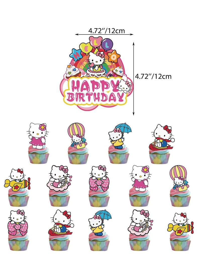 هالو كيتي مجموعة بالونات قطة لطيفة مع لافتة عيد ميلاد سعيد، وغطاء كعكة، ودوران معلق، وبطاقات دعوة، مثالية لحفل التخرج وحفل استقبال المولود وأعياد الميلاد وحفلات توديع العزوبية - Image 3