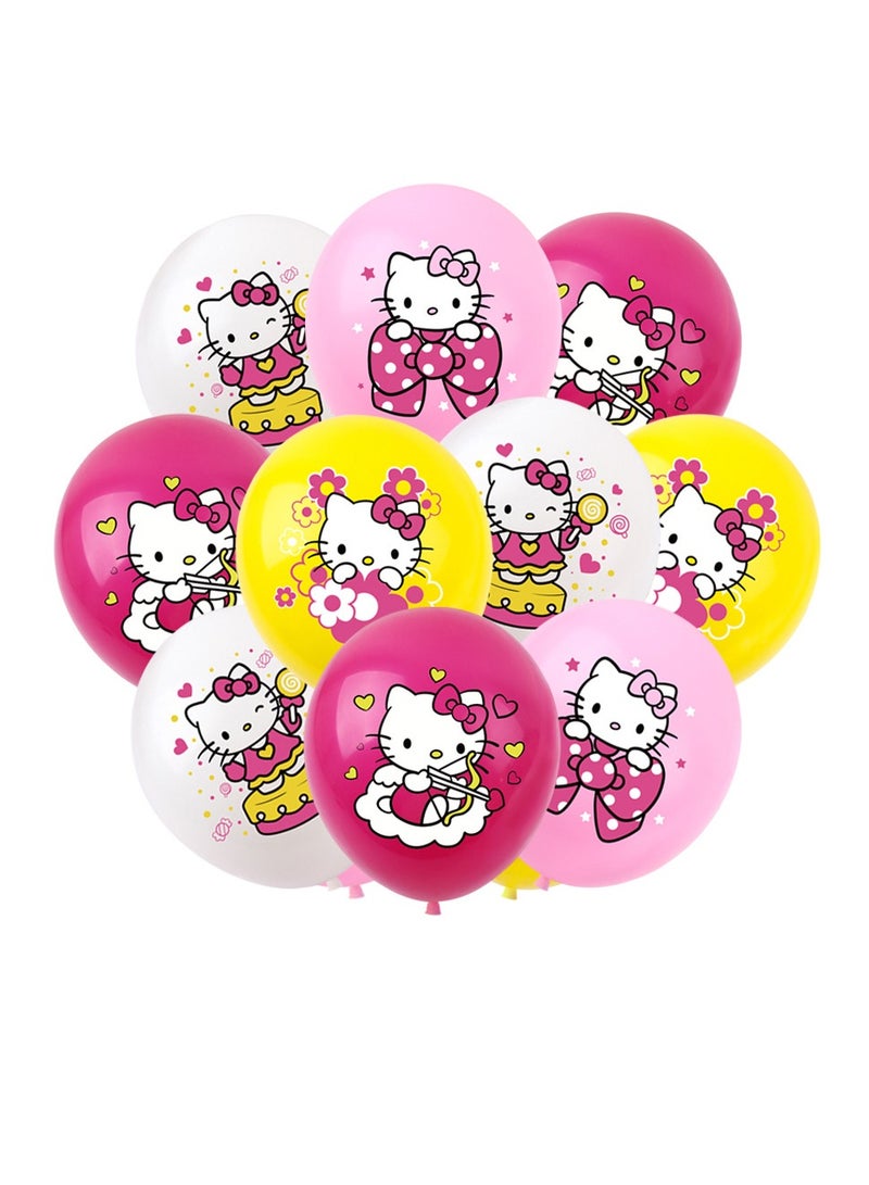 هالو كيتي مجموعة بالونات قطة لطيفة مع لافتة عيد ميلاد سعيد، وغطاء كعكة، ودوران معلق، وبطاقات دعوة، مثالية لحفل التخرج وحفل استقبال المولود وأعياد الميلاد وحفلات توديع العزوبية - Image 2