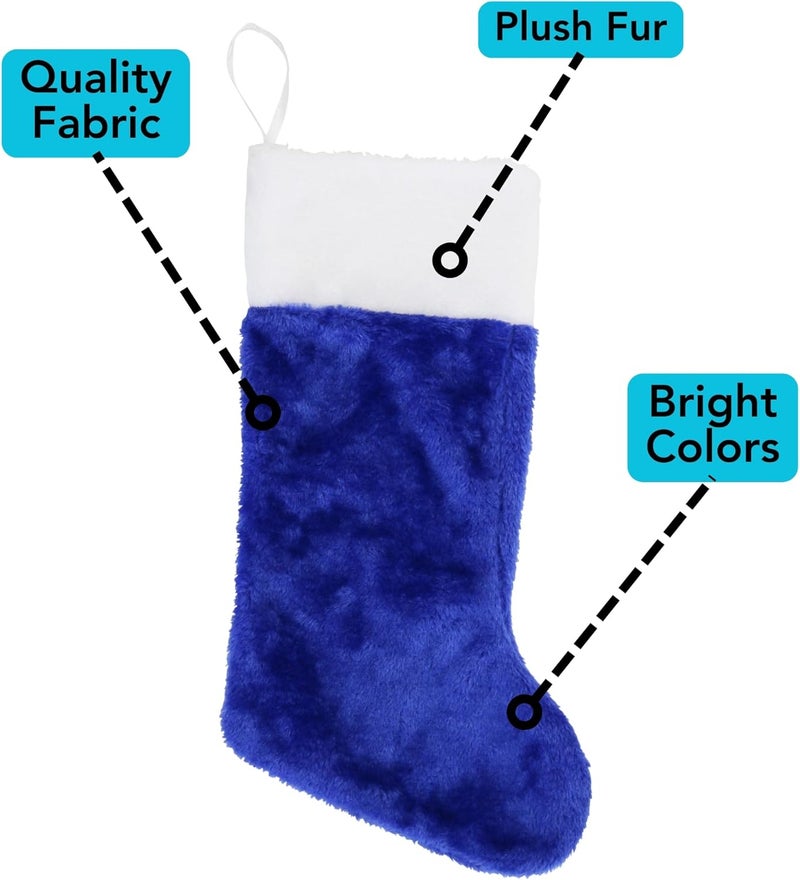 Iconikal 4Pack Plush Decorative Stocking 18inches Tall Blue - Image 4