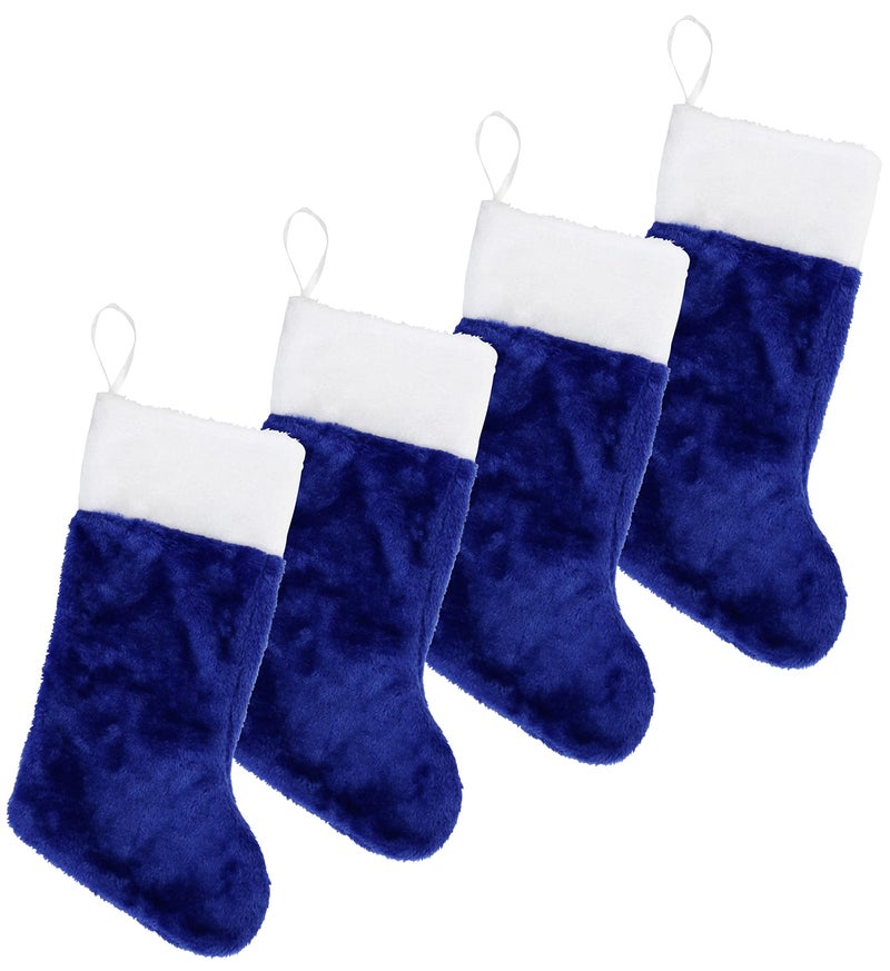 Iconikal 4Pack Plush Decorative Stocking 18inches Tall Blue - Image 1