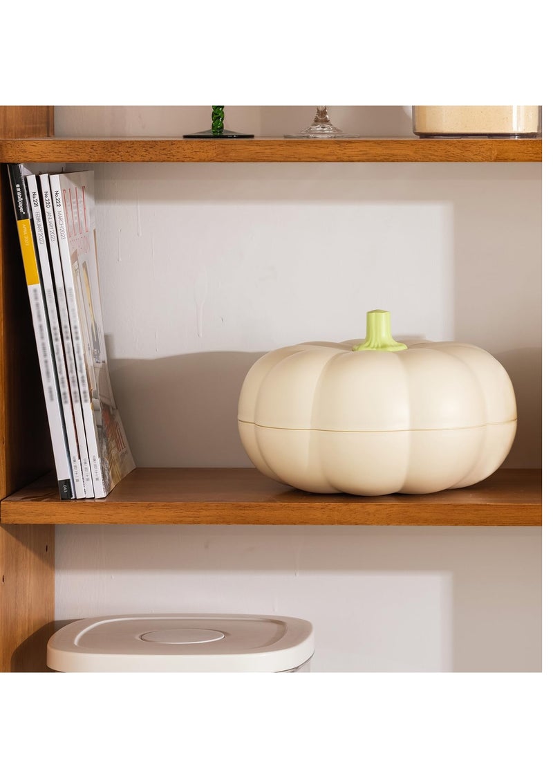 Excefore - Divided Serving Tray with Lid, Pumpkin Snackle Box Container with 3 Compartments, Candy and Nut Serving Container for Fruits, Nuts, Candies (White) - Image 1
