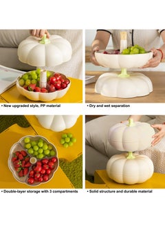 Excefore Divided Serving Tray with Lid, Pumpkin Snackle Box Container with 3 Compartments, Candy and Nut Serving Container for Fruits, Nuts, Candies (White)  - Image 5