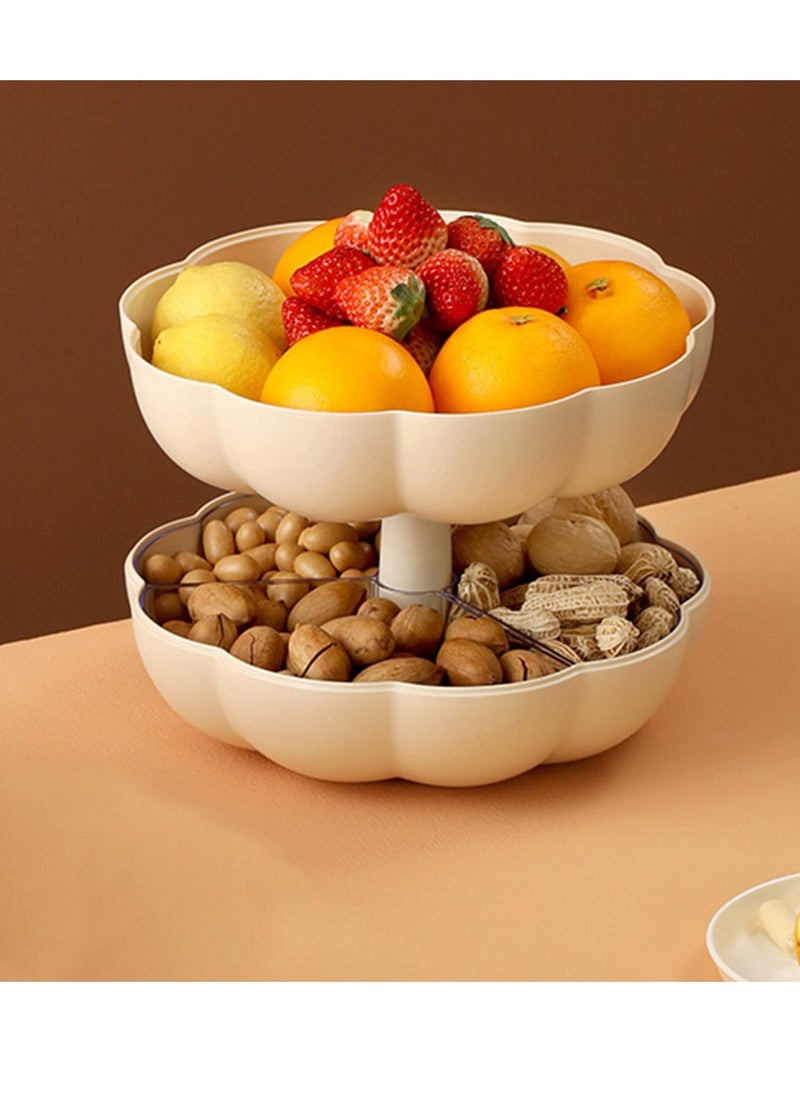 Excefore - Divided Serving Tray with Lid, Pumpkin Snackle Box Container with 3 Compartments, Candy and Nut Serving Container for Fruits, Nuts, Candies (White) - Image 1