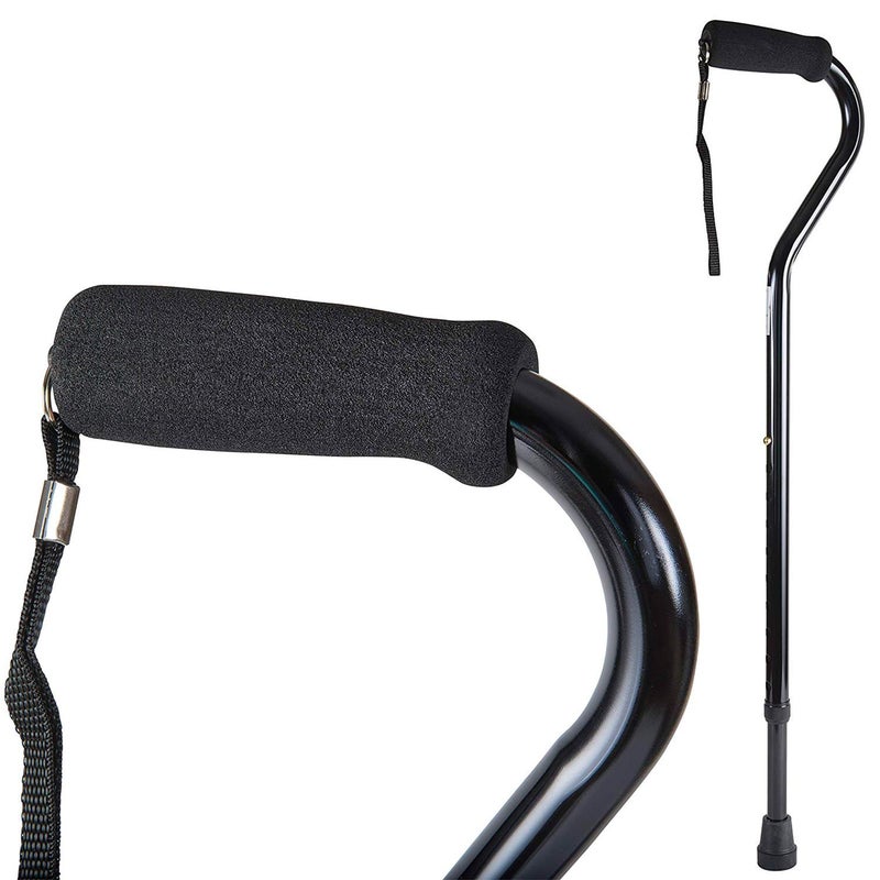 DMI Walking Cane and Walking Stick for Adult Men and Women, FSA Eligible, Lightweight and Adjustable from 30-39 Inches, Supports up to 250 Pounds with Ergonomic Hand Grip and Wrist Strap, Black - Image 1