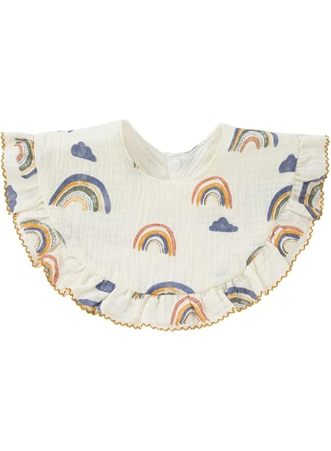 Nishine 4 pcs Unisex Baby Muslin Bandana Drool Bibs 360 Degree Rotatable Cotton Teething Feeding Drooling Bibs for Boy Girl Rainbow Set  - Image 2