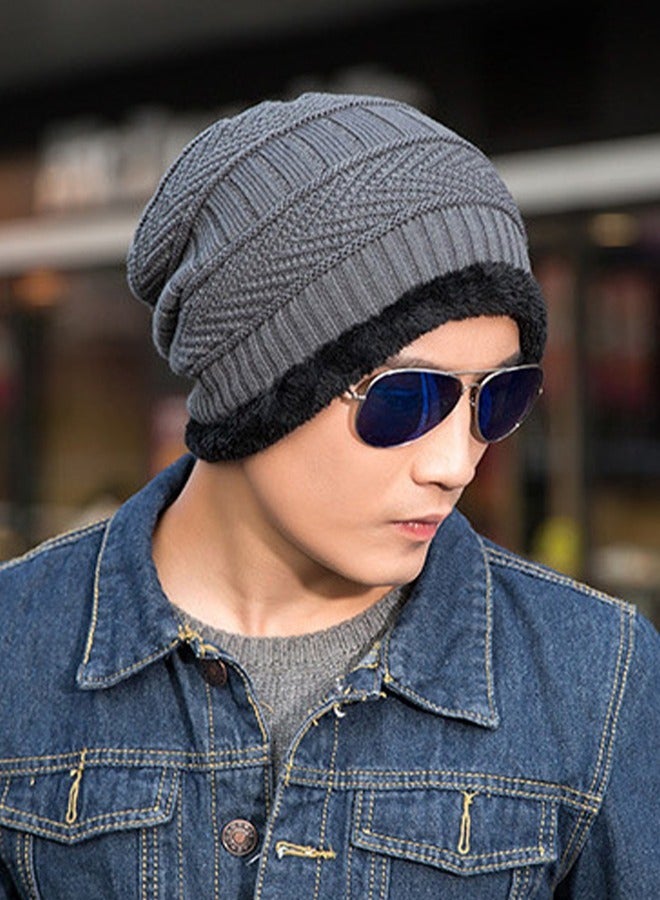 Joychic 2-piece Beanie Hat Scarf Set Winter Warm Knitted Hat and Circle Scarf Fleece Liner Skiing Hat Neck Warmer Outdoor Sports Hat Sets for Men  - Image 2