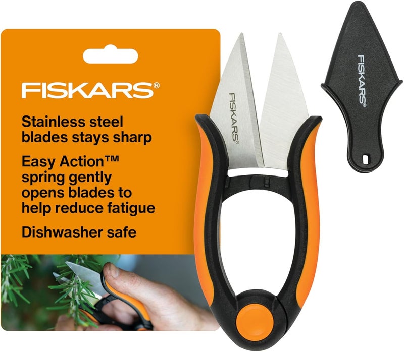 Fiskars Herb Garden Scissors, 5" Garden Shears, Handheld Herb Snips with Sheath and SoftGrip Handle, Dishwasher Safe - Image 1