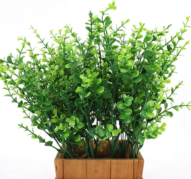 LOVENIMEN Artificial Shrubs, Plastic Plants Eucalyptus Leaves Greenery Grass Simulation Fake Bushes Outdoor Indoor Home Garden Verandah Kitchen Parterre Table Centerpieces Arrangements Decoration 8pcs - Image 1