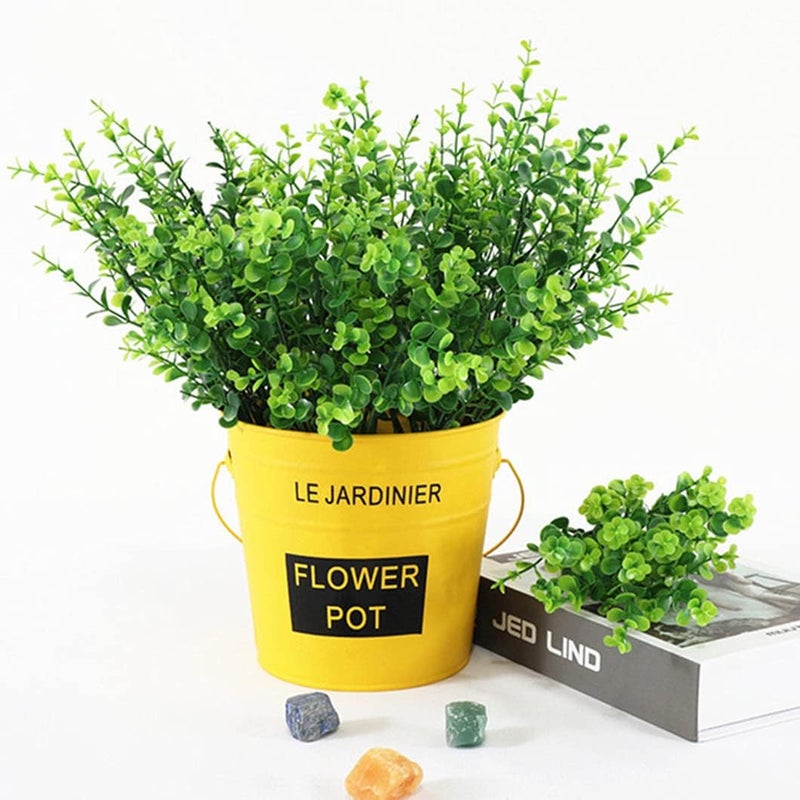 LOVENIMEN Artificial Shrubs, Plastic Plants Eucalyptus Leaves Greenery Grass Simulation Fake Bushes Outdoor Indoor Home Garden Verandah Kitchen Parterre Table Centerpieces Arrangements Decoration 8pcs - Image 2
