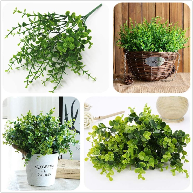 LOVENIMEN Artificial Shrubs, Plastic Plants Eucalyptus Leaves Greenery Grass Simulation Fake Bushes Outdoor Indoor Home Garden Verandah Kitchen Parterre Table Centerpieces Arrangements Decoration 8pcs - Image 4