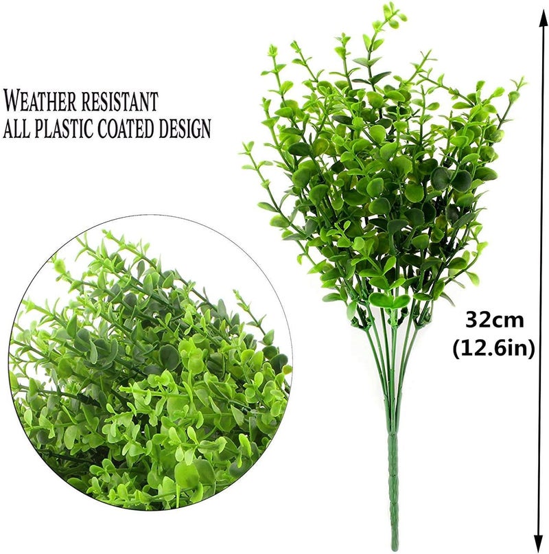 LOVENIMEN Artificial Shrubs, Plastic Plants Eucalyptus Leaves Greenery Grass Simulation Fake Bushes Outdoor Indoor Home Garden Verandah Kitchen Parterre Table Centerpieces Arrangements Decoration 8pcs - Image 5