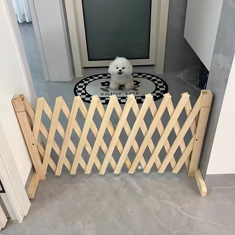 بوابة حيوانات أليفة خشبية قابلة للسحب بلون كربوني، حاجز أمان داخلي للسلالم المنزلية - Image 5