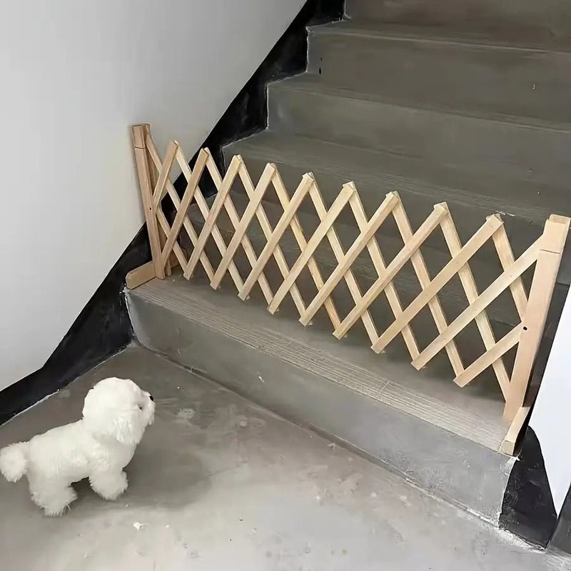 بوابة حيوانات أليفة خشبية قابلة للسحب بلون كربوني، حاجز أمان داخلي للسلالم المنزلية - Image 2