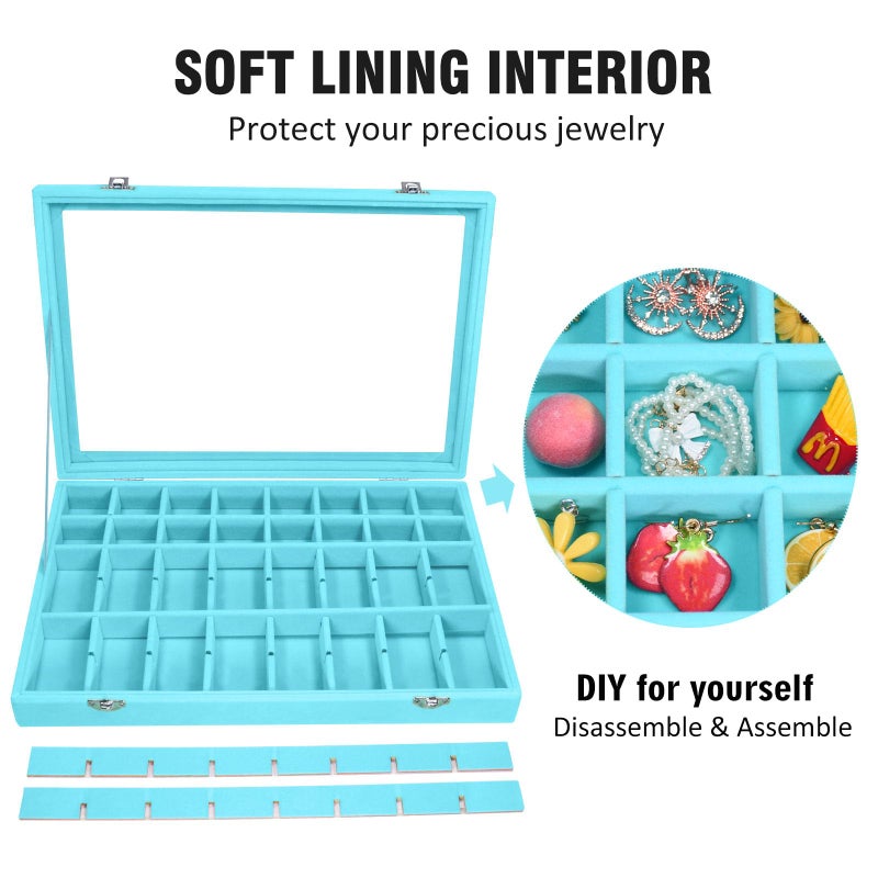 Vicoter Velvet Necklace Display Jewelry Tray 20 Hook Necklace Tray Necklace Pendant Jewelry Tray for Women and Girls - Image 3