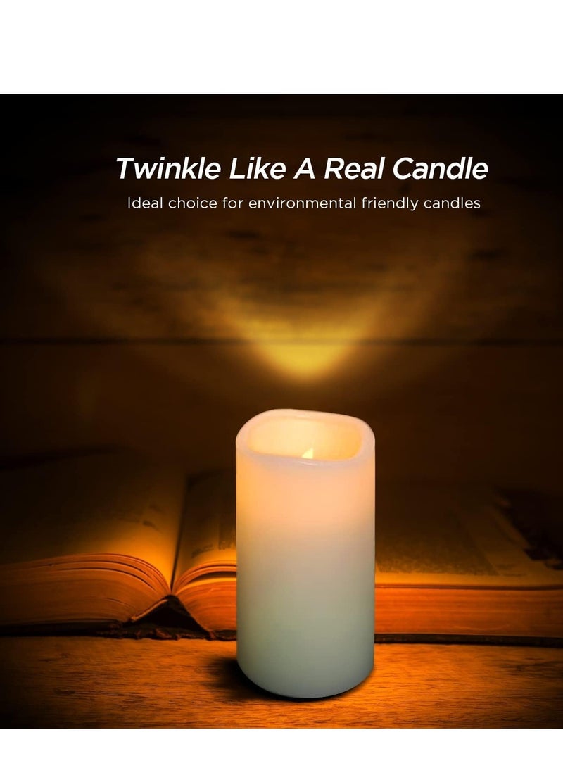 Hausware Flameless Candles Battery Operated Candles H 4" 5" 6" 7" 8" 9" Real Wax Pillar Flickering Candles LED Flameless Candles with Remote and Timer Control Set of 9 (Ivory Color)  - Image 4