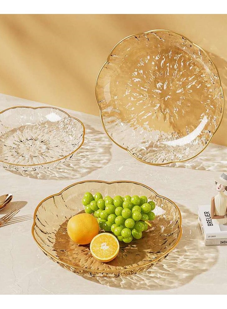 Multi-functional transparent high-end household table cap food-grade snacks candy nut plate fruit plate-gold edge transparent color 2 pieces - Image 2