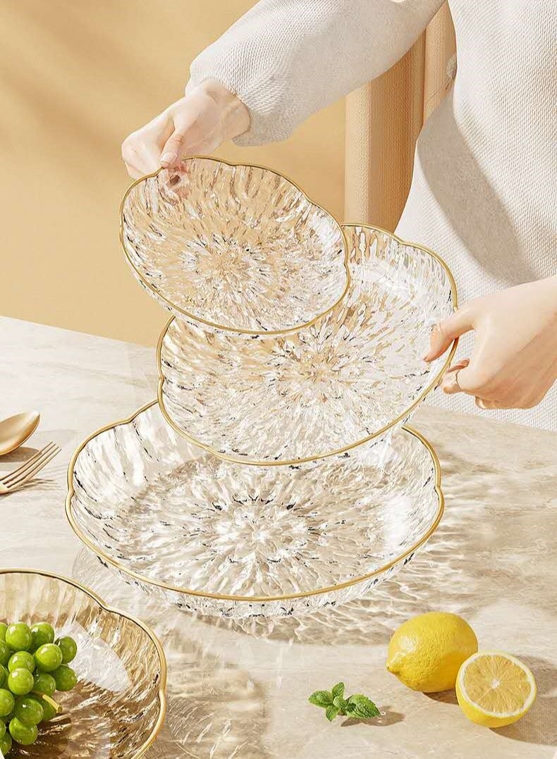 Multi-functional transparent high-end household table cap food-grade snacks candy nut plate fruit plate-gold edge transparent color 2 pieces - Image 4