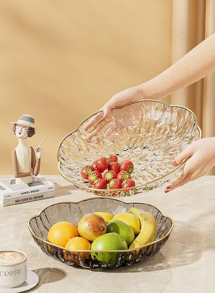 Multi-functional transparent high-end household table cap food-grade snacks candy nut plate fruit plate-gold edge transparent color 2 pieces - Image 5