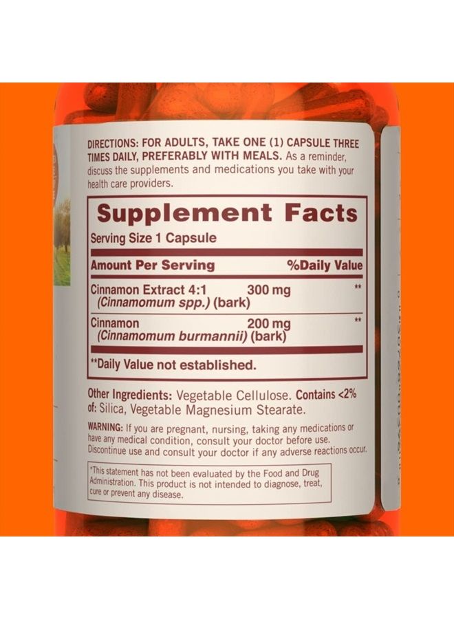 Sundown Cinnamon Capsules, Supports Sugar Metabolism, Non-GMO, Gluten-Free, Dairy-Free, 200 Ct  - Image 3