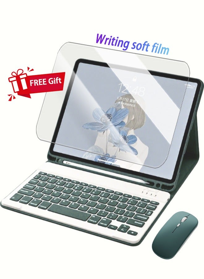 حافظة لوحة مفاتيح Pad X8a مقاس 11 بوصة، غطاء لوحة مفاتيح بلوتوث قابل للفصل مع فتحة قلم مدمجة، مقاوم للصدمات/غطاء قلاب ذكي مع خاصية الاستيقاظ/مجموعة هدايا بقيمة 89 درهمًا إماراتيًا، واقي شاشة/واقي لوحة مفاتيح/قلم كتابة/حافظة جلدية - أخضر - Image 2