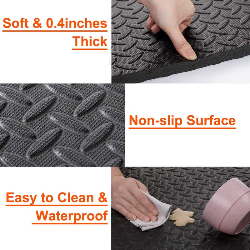 Walsai Exercise Mats Puzzle Foam Mats Gym Flooring Mat Cover 20 SQ.FT Interlocking Foam Mats with EVA Foam Floor Tiles for Home Gym Equipment Workouts (20pcs Black Exercise Mats) - Image 4