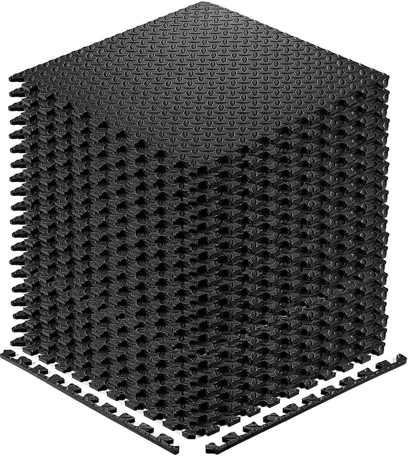 Walsai Exercise Mats Puzzle Foam Mats Gym Flooring Mat Cover 20 SQ.FT Interlocking Foam Mats with EVA Foam Floor Tiles for Home Gym Equipment Workouts (20pcs Black Exercise Mats) - Image 1