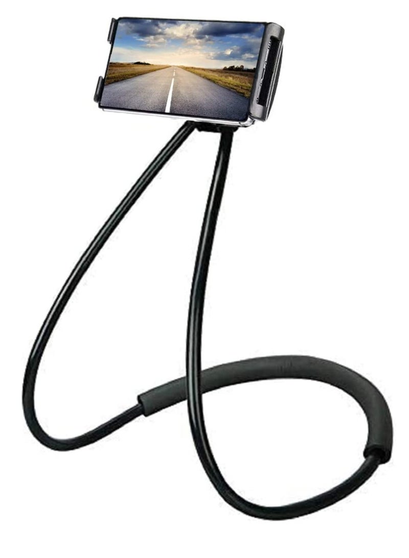 Generic Lazy Bracket - Universal Hanging on Neck Lazy Phone Holder DIY Free Rotating Stand on Table Smart Multiple Functions Mobile Phone Mount Stand(Black) - Image 1