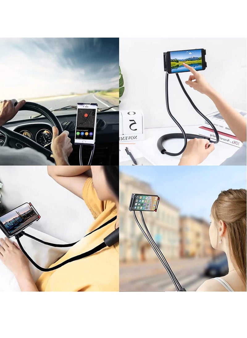 Generic Lazy Bracket - Universal Hanging on Neck Lazy Phone Holder DIY Free Rotating Stand on Table Smart Multiple Functions Mobile Phone Mount Stand(Black) - Image 2