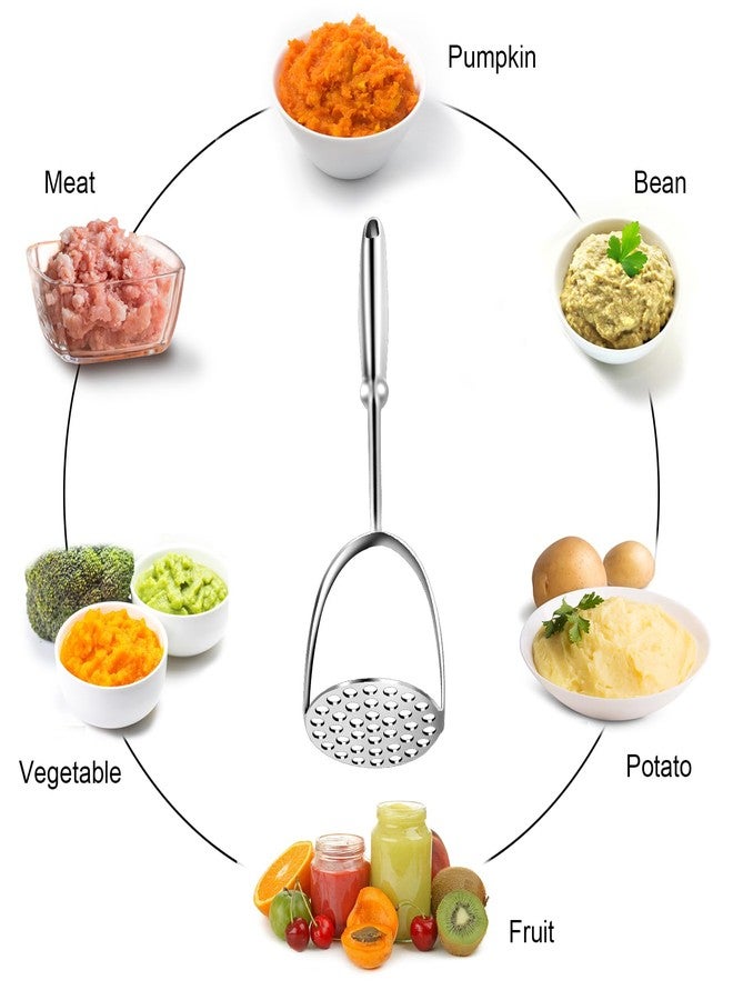LifHap Potato Masher,Stainless Steel Mashed Potatoes Masher with Long Handle for Beans,Avocado,Fruit,Vegetables.One Piece Construction Heavy Duty Masher Kitchen Tool - Image 5