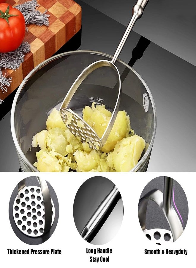LifHap Potato Masher,Stainless Steel Mashed Potatoes Masher with Long Handle for Beans,Avocado,Fruit,Vegetables.One Piece Construction Heavy Duty Masher Kitchen Tool - Image 2