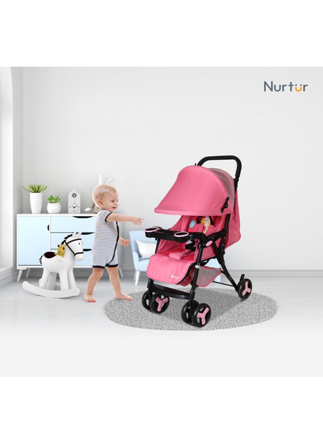 Nurtur - Ryder Lightweight Baby Stroller With Storage Basket, Detachable Food Tray - Pink - Image 1