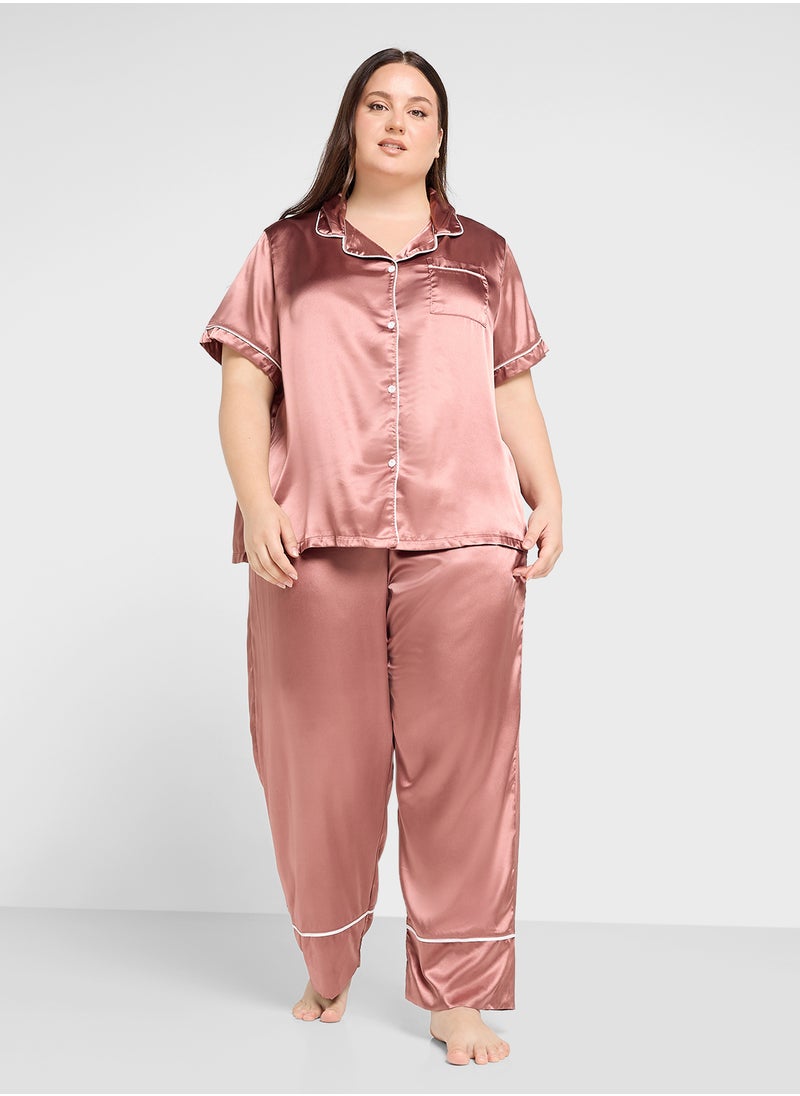 Satin Shirt & Pyjama Set With Contrast Piping - pzsku/Z13602E4928332AD8EAE4Z/45/_/1729575054/7f32d399-899a-45dd-9695-b07ea0f88da3