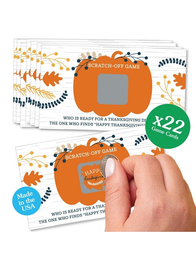Big Dot of Happiness Big Dot of Happiness Happy Thanksgiving - Fall Harvest Party Game Scratch Off Cards - 22 Count  - Image 1