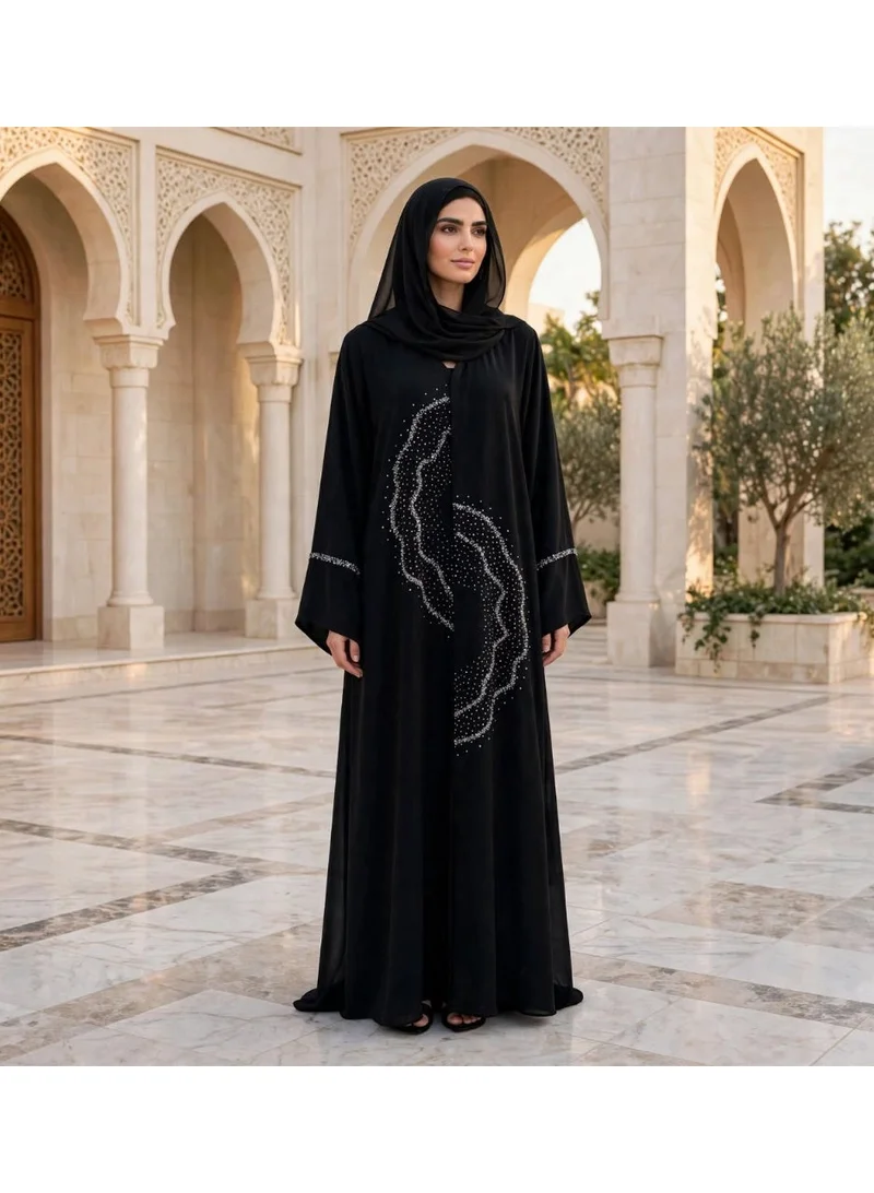 Crystal Wave Embellished A Line Abaya
