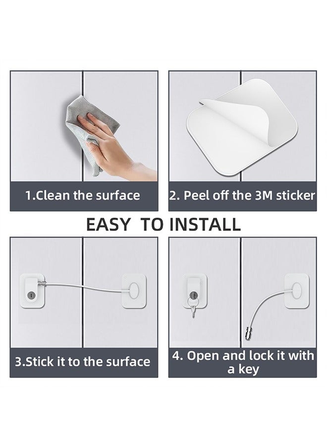 Highly Secured Refrigerator Lock with Key – Mini Refrigerator Door Lock for Children and Adults – Multi Functional Lock for Securing Fridge, Drawers and Health Products (White) - Image 4