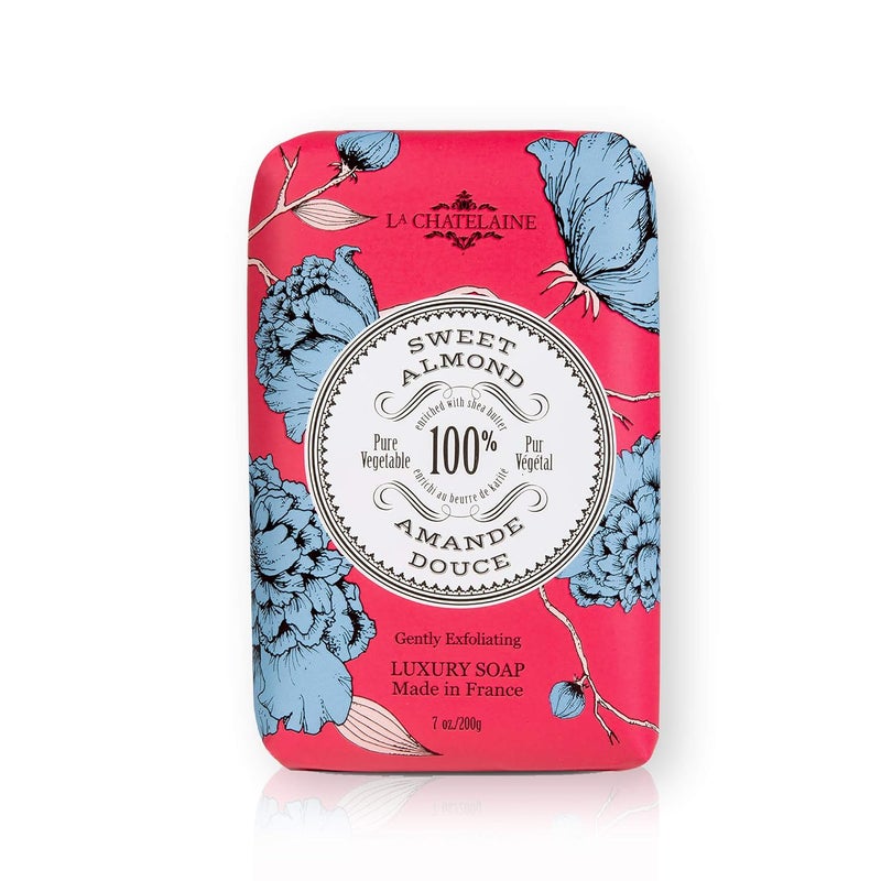 La Chatelaine Luxury Exfoliating Bar Soap  Natural Shea Formula Sweet Almond 7 oz