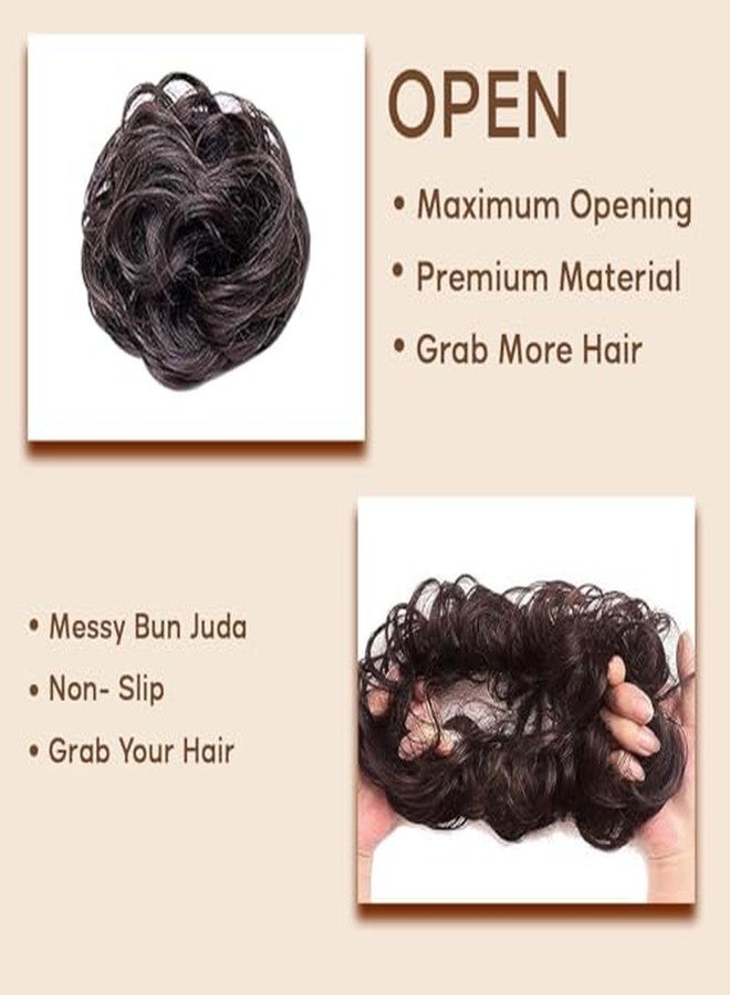GLAN Synthetic Hair Ruffle Juda for Bun Maker Juda Extension for Girls and Women Set of 2Pcs Natural Black Brown Pack of 1 - Image 5