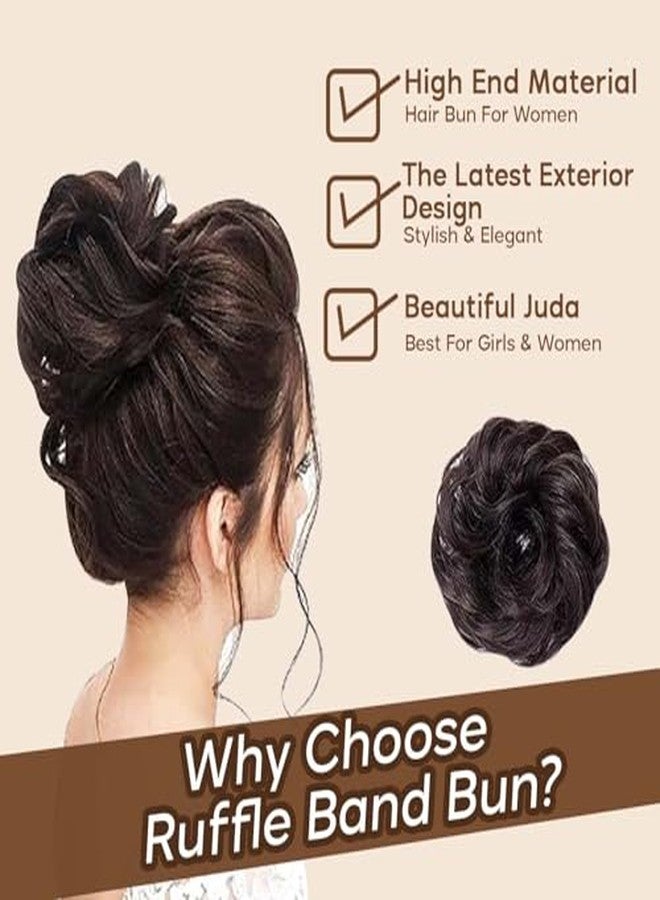 GLAN Synthetic Hair Ruffle Juda for Bun Maker Juda Extension for Girls and Women Set of 2Pcs Natural Black Brown Pack of 1 - Image 4