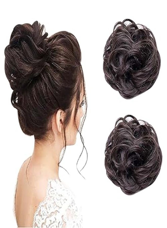 GLAN Synthetic Hair Ruffle Juda for Bun Maker Juda Extension for Girls and Women Set of 2Pcs Natural Black Brown Pack of 1 - Image 2