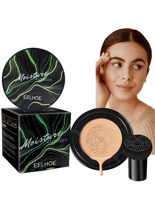 EELHOE Mushroom Head Air Cushion BB Cream Foundation CC Cream Foundation Makeup Moisturizing BB Cream Liquid Foundation, Concealer Lasting Makeup Foundation Even Skin Tone Makeup Base Primer(Brunet Brown)  - Image 1