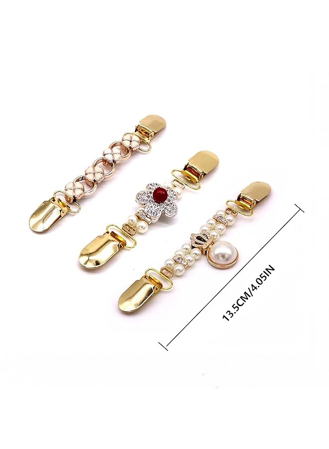 erorex 3Pcs Tie Up Sweater Clip And Scarf Clip Set Vintage Dress Clips Back Cinch Clip For Clothing Shawl Clasps Ladies Dress Chain Cardigan Retro Cardigan Collar Brooch Clips£¬3 Styles - Image 4
